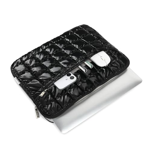 Canvas Life 360 Protective Plush Laptop Sleeve 14-14.4-inch Laptop Sleeve Bag Compatible with HP, Lenovo, Dell, ASUS, MacBook Pro 14-inch - Quilted Design (Black, 14 inch / 14.0 inch) - color: Black