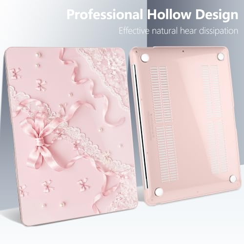 Batianda LumiArt Case for MacBook Air 13" M1 Chip, Coquette Ribbon | Fits Model A2337/A2179/A1932, 2018-2020; 1.2mm Slim Lightweight Hard Shell Cover, Scratch Resistant,4-in-1 Accessories Bundle - color: Coquette Ribbon