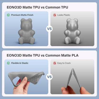 Matte TPU Filament 1.75mm, 1kg - Shore 95A Flexible & Durable TPU, Matte Gray, Low-Gloss Matte Finish, Minimal Layer Lines, for Phone Cases, Wearables & Functional Parts - color: Matte Gray Tpu