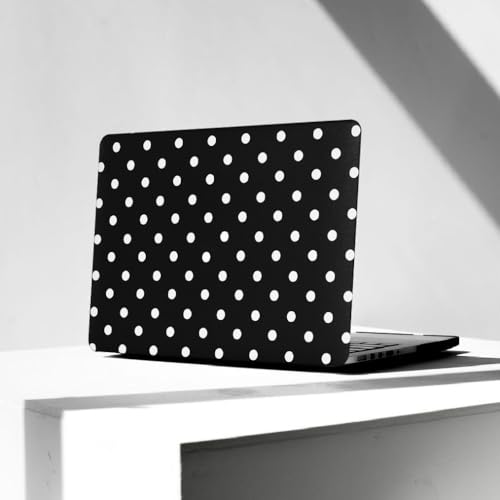 Polka Dot Case for MacBook Air 13 inch 2026 M5 2022-2025 M4/M3/M2 A3449 A3240 A3113 A2681, Texture PU Leather Sleek Aesthetic Protective Hardshell with Logo Cutout & Keyboard Cover, Black - color: 02 Black Polka Dot