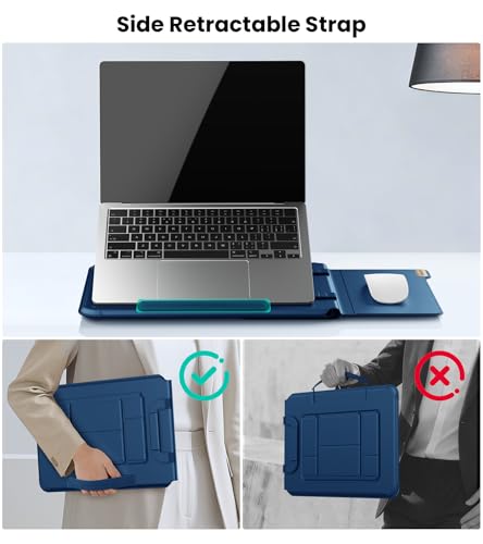 Nillkin 16 inch Laptop Sleeve with Stand (4-in-1), 2 Stand Modes, Mouse Pad | Magnetic Handle | MacBook Sleeve | Slim Laptop Case 16 inch for Samsung/Surface/HP/Chromebook/Dell/Lenovo/Asus 13-16'', Blue - color: Blue, size: 13-16 inch