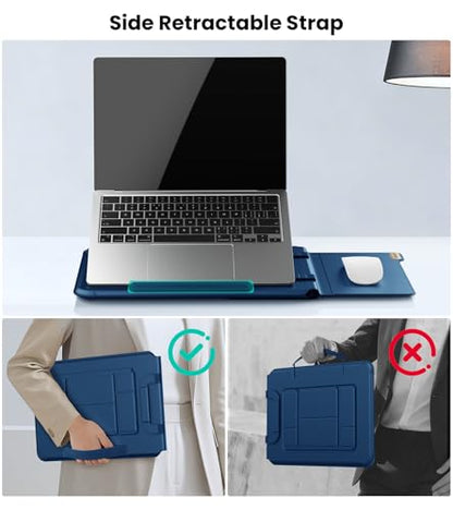 Nillkin 16 inch Laptop Sleeve with Stand (4-in-1), 2 Stand Modes, Mouse Pad | Magnetic Handle | MacBook Sleeve | Slim Laptop Case 16 inch for Samsung/Surface/HP/Chromebook/Dell/Lenovo/Asus 13-16'', Blue - color: Blue, size: 13-16 inch