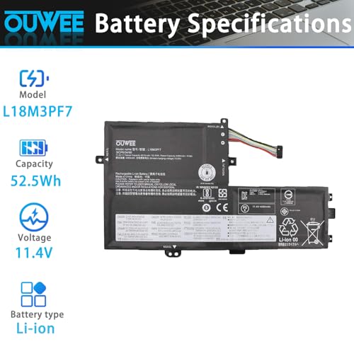 L18M3PF7 Laptop Battery Compatible with Lenovo ideapad S340-14IML/14API/14IIL/14IWL C340-15IWL/15IIL S340-15IWL/15API/15IIL Flex15IWL Series L18C3PF7 L18L3PF3 L18M3PF6 L18C3PF6 L18L3PF2 52.5Wh