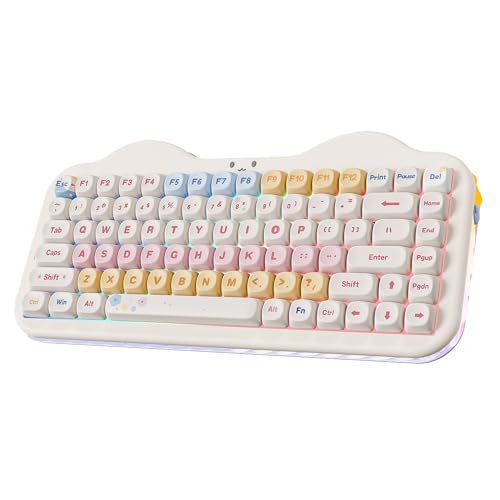 YUNZII C75 Cute 75% Wireless Mechanical Keyboard (Beige, Candy Switch) | Creamy Cake Keyboard, BT5.0/2.4G/USB-C, Hot-Swap, NKRO, PBT MOA Keycaps,5500mAh RGB Gasket Mount for Mac/Win/Gaming/Office - color: Beige, size: Candy Switch
