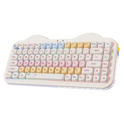 YUNZII C75 Cute 75% Wireless Mechanical Keyboard (Beige, Candy Switch) | Creamy Cake Keyboard, BT5.0/2.4G/USB-C, Hot-Swap, NKRO, PBT MOA Keycaps,5500mAh RGB Gasket Mount for Mac/Win/Gaming/Office - color: Beige, size: Candy Switch