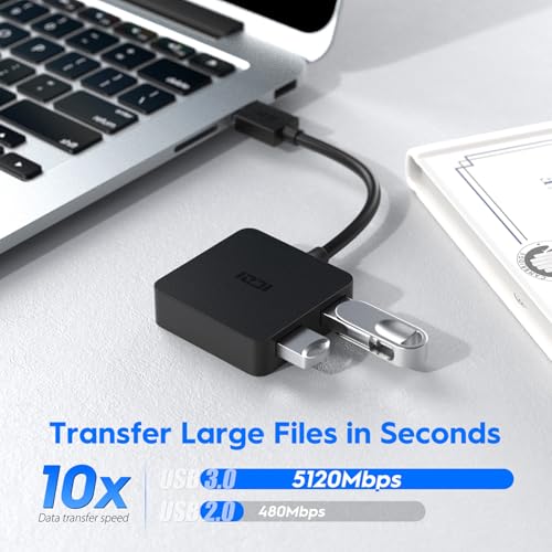 ICZI USB 3.0 Hub, 4 Ports USB Splitter Multiple Extender for Laptop, PC, MacBook, Mac mini, iMac, Surface Pro, Mobile HDD - size: 0.5ft