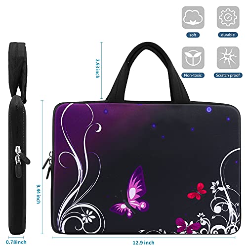 iColor 11 11.6 12 12.1 12.5 inch Laptop Carrying Bag Chromebook Case Notebook Ultrabook Bag Tablet Cover Neoprene Sleeve for MacBook Air Purple Butterfly - color: Purple Butterfly