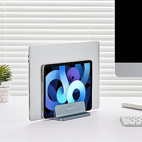 JARLINK Vertical Laptop Stand, Aluminum Laptop Holder Desktop Stand with Adjustable Dock Size (up to 17.3 inches) Compatible with All MacBook/Surface/Dell/Gaming Laptops (Gray) (Pack of 2) - color: Grey, size: 1-slot (Pack of 2)
