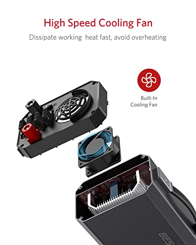 BESTEK 1200 Watt Power Inverter, 12V DC to 110V AC Car Inverter with LCD Display, 2 AC Outlets, 5V/2.4A USB Port, Cables Included, Car Power Converter for Truck, Home, Vehicles, Laptop - color: Grey