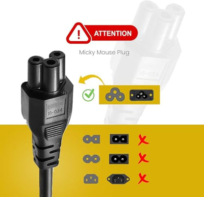 3 Prong Power Cord 10ft. NEMA 5-15P to C5 Power Cable for TV, Monitors, Chargers, Computers, Compatible with Dell, HP, Toshiba, Lenovo, Acer, LG TV's (10-Feet) - size: 10-Feet