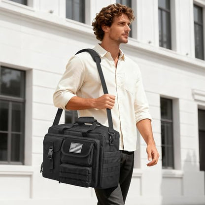 G4Free 17.3 Inch Laptop Messenger Bag for Men, 3-in-1 Backpack for Travel Work Weekender, Large Tactical Shoulder Bag - color: Black