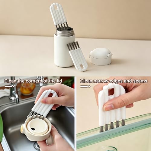 Keyboard Cleaning Brush Tool with Bendable Cup Cover, Flexible Dust Remover for Keyboards, Laptops, Office and Home, White