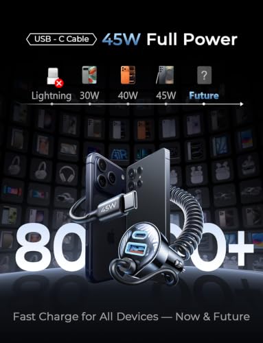 LISEN 90W for iPhone 17 16 15 Pro Max Car Charger USB C Fast Charge,Super Fast for iPhone 17 16 Car Charger USB C Adapter for iPhone 17e 16 15 Pro Max Plus Air,Samsung Galaxy S26 Ultra, Android - color: Black-60inch