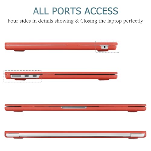 Case for MacBook Air 15 Inch 2026-2023 Release M5 A3448 M4 A3241 M3 A3114 M2 A2941, Hard Shell with Screen Protector & Keyboard Cover, Compatible with Touch ID, Matte Red - color: Matte Red