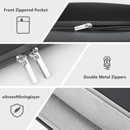 14 Inch Laptop Sleeve Shockproof Padded Carrying Case Computer Protective Cover Bag with Pocket Compatible with 14 Inch Acer ASUS HP Dell Chromebook Thinkpad Notebook, Gray - color: Gray, size: 14"