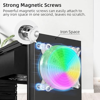 4.72" 120mm Small 5V USB Fan with Magnetic Screws Quiet LED PC Cooling Fan | with Vibrant Lighting and Portable USB Powered, for Laptop Mini PC TV Box Cabinet Server Electronic Devices A/V Equipment - size: 120mm