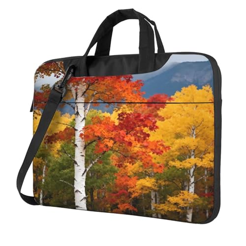 Laptop Shoulder Bag Laptop Carrying Case With Shoulder Straps & Handle Computer Bag For Work Travel - color: Autumn Tree, size: 14 inch