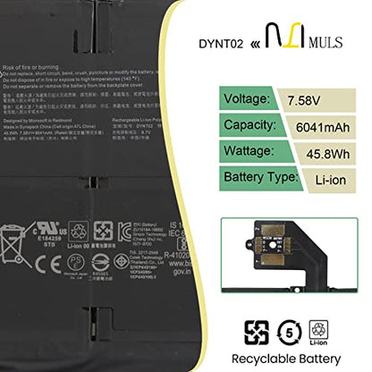 DYNT02 Tablet Battery for Microsoft Surface Laptop 3 Gen 13.5"Keyboard Base | 867 1868 15 Core i5-1035G7 Series G3HTA052H G3HTA053H G3HTA057H G3HTA058H 7.58V 6041mAh 45.8Wh with Tools, Extended runtime
