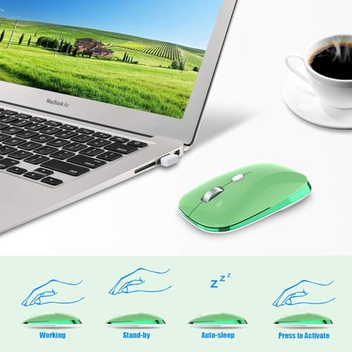 Wireless Mouse, Quiet 2.4G Optical Computer Mice with USB Receiver, Silent, 3 Adjustable DPI (800/1200/1600), Compatible with Laptop, Notebook, MacBook, Computer, Desktop, Mac, PC
