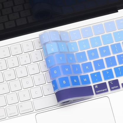 2 Pack Keyboard Cover for 2026 MacBook Neo 13" (Touch ID) & MacBook Pro 14"/16" M5-M1 Pro/Max, M5-M2 & MacBook Air 13"/15" M5-M1, Keyboard Protective Skin US Layout - color: blueGradual+TPU