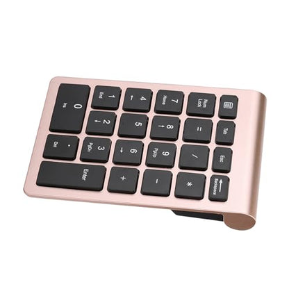 Keenso Number Pad, Wireless Numeric Keypad with Ergonomic Design, 22 Keys Portable Keyboard for Laptop Users, Compatible with and (Pink Gold) - color: Pink Gold