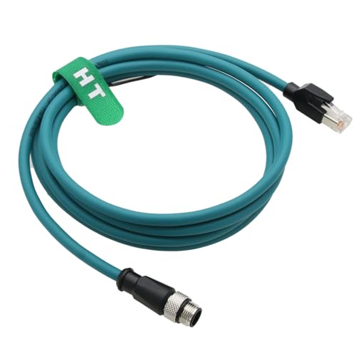 M12 Ethernet Network Cable for Datalogic Matrix 450, Keyence IV SR2000 Barcode Scanner Reader Encoder Vision Sensor, 4 Pin D-Code RJ45 EtherCAT 6m - size: 6m