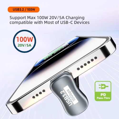 cablecc 10Gbps 100W USB-C USB 3.1 Type C Male to Male Extension Data Cable Opposite U Shape Back Angled with Sleeve 50CM - style: U Shape Angled 50CM