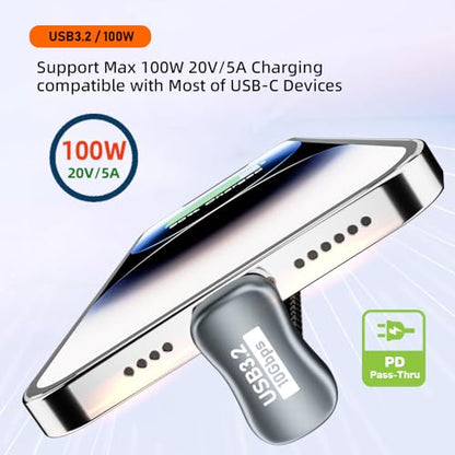 cablecc 10Gbps 100W USB-C USB 3.1 Type C Male to Male Extension Data Cable Opposite U Shape Back Angled with Sleeve 50CM - style: U Shape Angled 50CM