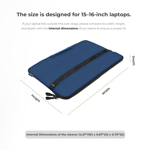 15.6-16 inch Laptop Sleeve Case Protective Briefcase Computer Bag, Blue | Waterproof Polyester, Fits Most Laptop Models, Shockproof Interior, Smooth Zippers, Slim Profile - color: Blue, size: 16inch