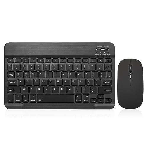Ultra-Slim Bluetooth Keyboard Portable Mini Wireless Keyboard Rechargeable for Apple iPad iPhone Samsung Tablet Phone Smartphone iOS Android Windows (10 inch Black) - color: black