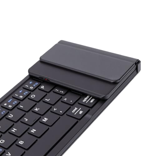 Foldable Keyboard with Touchpad, PU Leather Cover Bluetooth, Rechargeable 3 Fold Wireless Keyboard with Number Pad for Travel Tablet Laptop Users (Black) - color: Black