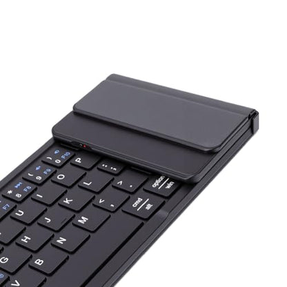 Foldable Keyboard with Touchpad, PU Leather Cover Bluetooth, Rechargeable 3 Fold Wireless Keyboard with Number Pad for Travel Tablet Laptop Users (Black) - color: Black
