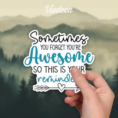 (3Pcs) Sometimes You Forget You're Awesome So This is Your Reminder Sticker Inspirational Sayings Motivational Vinyl Decals for Tumbler Laptop Water Bottles Books Phone -Size 3x2.8 Inch