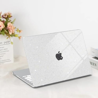 G JGOO Compatible with MacBook Neo Case 13 inch 2026 Model A3404 with A18 Pro Chip, Glitter Protective Plastic Hard Shell for Mac Neo Case with Keyboard Cover & Screen Protector, Sparkly Clear - color: Glitter Clear