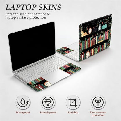 DEGDFSGR 12.1-15.6 Inch Universal Reusable Laptop Skin Sticker Decal, Waterproof Removable Protector for Notebook Cover, Scratch-Resistant Vinyl Cuttable Full Wrap Sticker,Bookshelf Cat Red Heart Mark - color: Bookshelf Cat Red Heart Mark