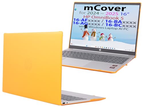 mCover Case ONLY Compatible for 16” 2024+ HP OmniBook 5 16-AF / 16-AG / 16-BAxxxx / 16-BCxxxx and Pavilion 16-AF / 16-AG0000 Series Windows AI Notebook PC (NOT Fitting Other HP Models)- Orange - color: Orange