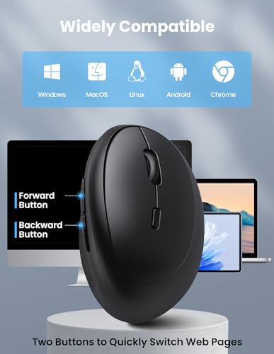 TECKNET Ergonomic Mouse, Bluetooth Wireless Vertical Mouse, Rechargeable Battery, Quiet Clicks, 4800 DPI Adjustable, BT5.0/3.0 & 2.4G Connect, Easy to use, Wide Compatibility - Black - color: Black