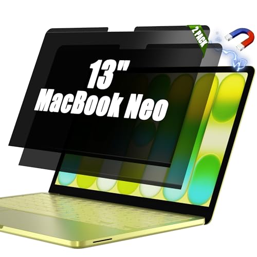 (2 Pack) Orzero Magnetic Privacy Screen Protector Compatible for MacBook Neo 13 inch, PET (Not Tempered Glass) Removable Anti Peeping Screen Shield Anti Glare Scratch-Resistant Blue Light Filter for Office Coffee Shop Travel Work Study - size: MacBook Neo
