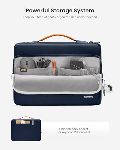 tomtoc 360° Protective Laptop Case for 13.5-14.4 Inch Surface Laptop Studio | Water-Resistant Laptop Bag Fits Surface Laptop 6/5/Studio 2/1, Acer Swift 14, ASUS Zenbook/Chromebook 14, HP EliteBook 14 - color: Navy Blue, size: 13.5-14.4 Inch