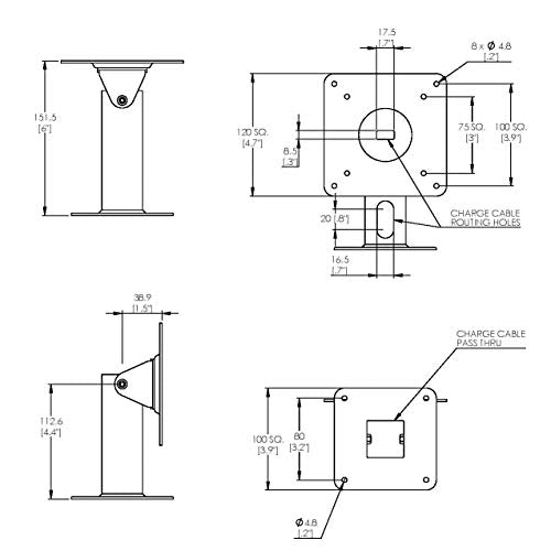 180 Tilting 360 Rotating Metal Mount Support 75x75 100x100 VESA Used as Desktop Stand or Wall Mount (White)