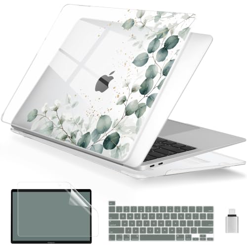 Batianda LumiArt Case for MacBook Pro 13 inch 2020 2022, Greenery Leaves | Fits Model A2338 M2 M1 A2251 A2289,1.2mm Slim Lightweight Hard Shell Cover, Scratch Resistant,4-in-1 Accessories Bundle - color: Greenery Leaves