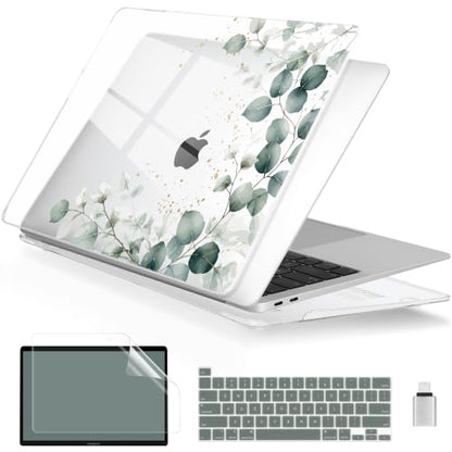 Batianda LumiArt Case for MacBook Pro 13 inch 2020 2022, Greenery Leaves | Fits Model A2338 M2 M1 A2251 A2289,1.2mm Slim Lightweight Hard Shell Cover, Scratch Resistant,4-in-1 Accessories Bundle - color: Greenery Leaves
