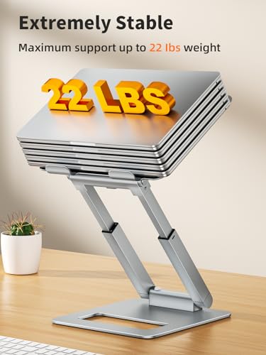 tounee Laptop Stand for Desk Adjustable Height, Telescopic Computer Stand with Pull Out Design Ergonomic Laptop Riser Fits All Laptops 10-17"-Silver - color: Silver