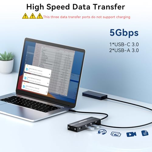 USB C Docking Station Dual HDMI Monitor Adapter 8-in-1 USB C HUB 3 Monitors Adapter with 4K HDMI +VGA +PD100W+Audio Laptop Docking Station for Dell/Lenovo/HP/Samsung/ASUS (Black) - color: Black