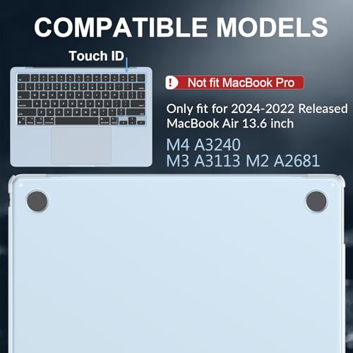 AKIT Compatible with MacBook Air 13 inch Case M5 2026 2025-2022 M4 M3 M2 A3449 A3240 A3113 A2681, [Ultra-Thin] [Official Color Match] Case+Screen Flim+Keyboard Cover for Mac Air 13.6 inch, Sky Blue - color: Sky Blue