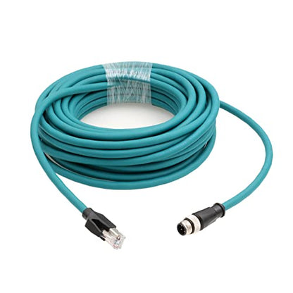 Ethernet M12 4 Pin D-Coding RJ45 CAT5e Cable, for Datalogic Omron Profinet Network LED Power Barcode Reader Sensor Industrial Machine 8m - size: 8m