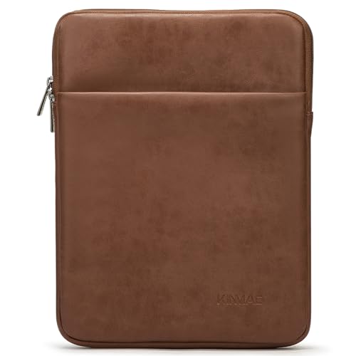 Kinmac 360° Protective Vertical Laptop Sleeve Case Cover Bag (Coffee PU, 13.5 inch-14 inch) - color: Coffee PU, size: 13.5 inch-14 inch