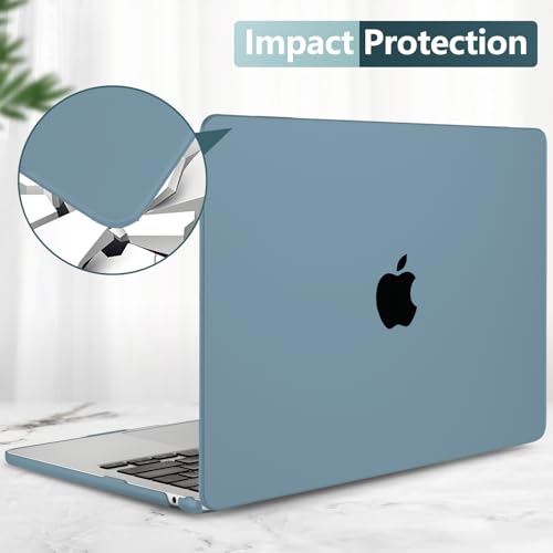 TWOLSKOO Compatible with MacBook Air 13 inch Case M5 2026 M4 2025 M3 M2 2024-2022 A3449 A3240 A3113 A2681, Plastic Hard Shell & Keyboard Cover & Screen Film for MacBook Air 13.6 inch, Matte Blue - color: Matte Blue