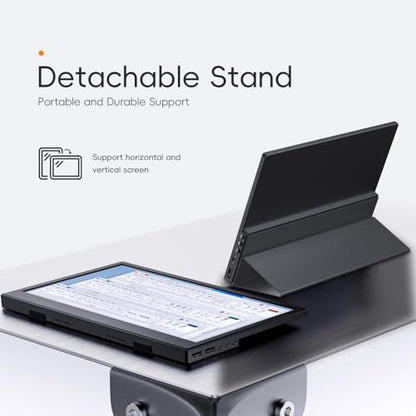 JUSTTHINK Small Portable Monitor 11.6“, Ultra-Slim Mini Monitor | Display with Smart Cover Plug & Play USB-C/HDMI External Second Screen Travel Monitors for Laptop, Phone - size: 11.6"