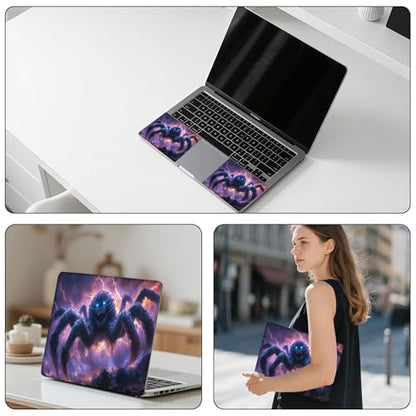 Aesthetic Laptop Skin Sticker, Frost Spider with Glowing Blue Eyes Waterproof Vinyl Laptop Decal, Removable Bubble Free, Reusable Protective Cover for 13 14 15 15.6 Inch - color: Frost Spider with Glowing Blue Eyes